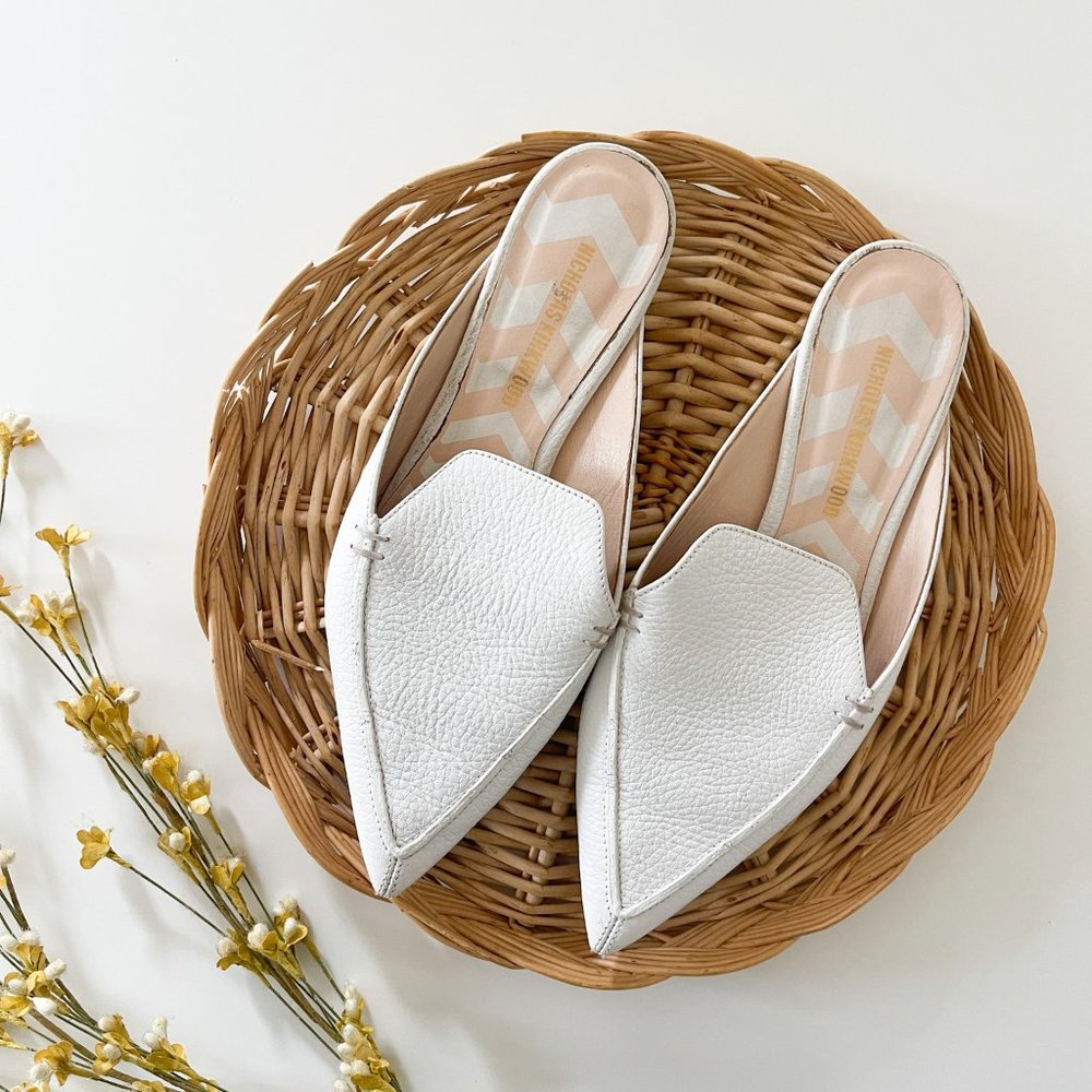 Nicholas Kirkwood Pebbled‎ Calf Leather Beya Mule in White Size 38.5